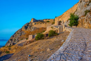 Yunanistan 'daki Akrokorinth kalesinin manzarası.