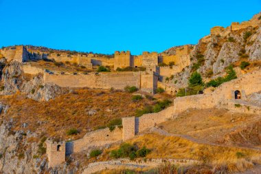 Yunanistan 'daki Akrokorinth kalesinin manzarası.