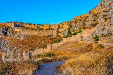 Yunanistan 'daki Akrokorinth kalesinin manzarası.