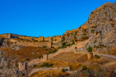 Yunanistan 'daki Akrokorinth kalesinin manzarası.