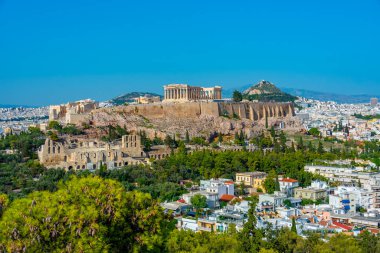 Yunanistan 'ın başkenti Atina' da Akropolis manzarası.