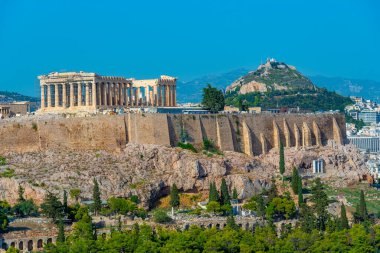 Yunanistan 'ın başkenti Atina' da Akropolis manzarası.