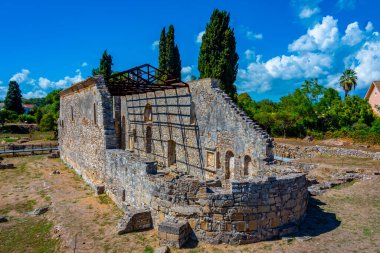 Eski Hıristiyan Paleopolis Bazilikası Korfu, Yunanistan.