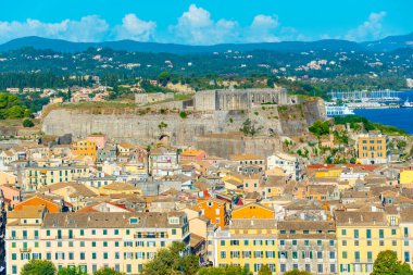 Yunan kenti Kerkyra 'nın Panorama manzarası.