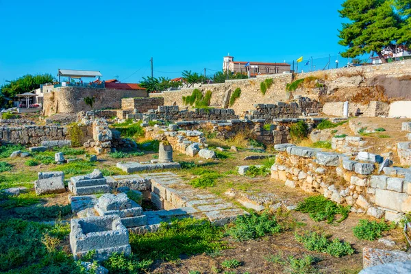 Vista Sítio Arqueológico Corinto Antigo Grécia — Fotografia de Stock