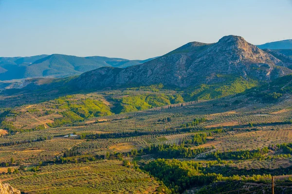 Krajobraz Rolniczy Regionu Arkadii Półwyspu Peloponezowego Koło Koryntu Grecji — Zdjęcie stockowe