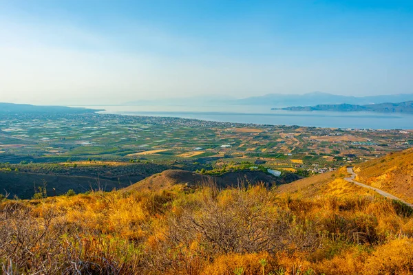 Сільськогосподарський Ландшафт Біля Коринфської Затоки Греція — стокове фото