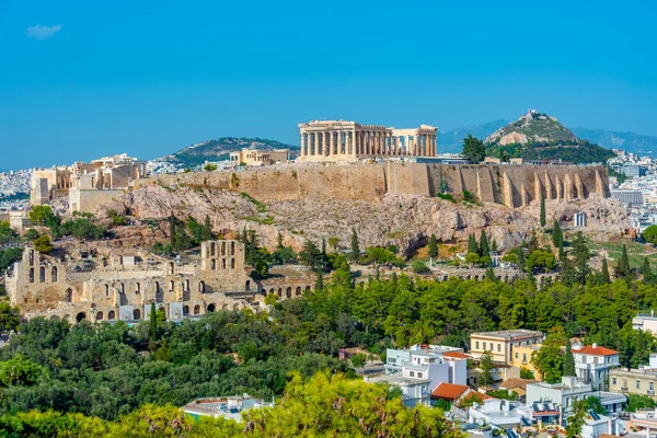 stock image Panorama view of Acropolis in Greek capital Athens.