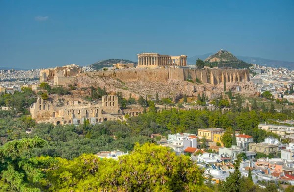 Панорама Акрополя Столице Греции Афинах — стоковое фото