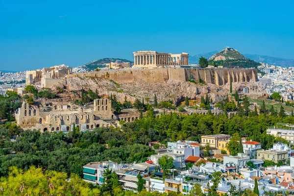 stock image Panorama view of Acropolis in Greek capital Athens.