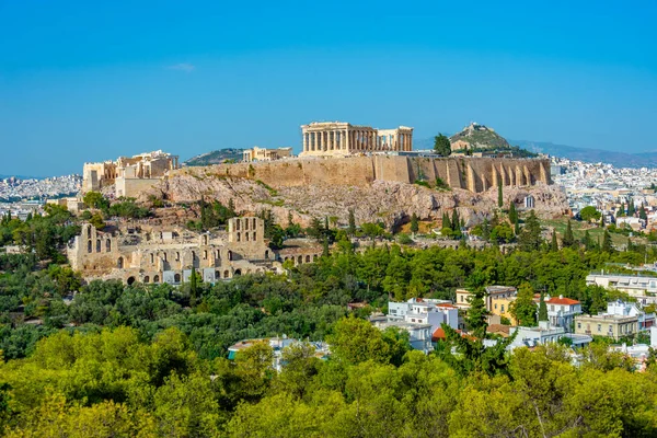 Panorama Utsikt Över Akropolis Den Grekiska Huvudstaden Aten — Stockfoto