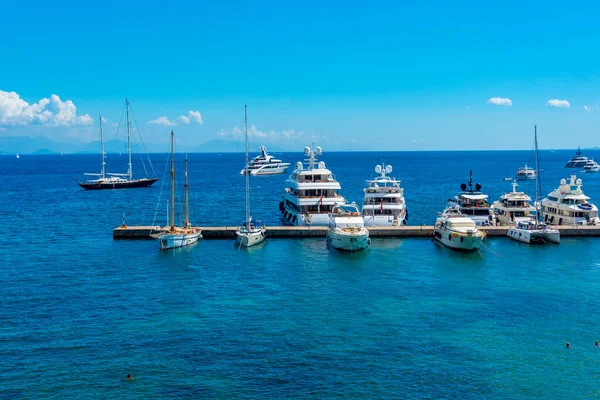 Yachts Mooring Port Corfu Greece — Stock Photo, Image