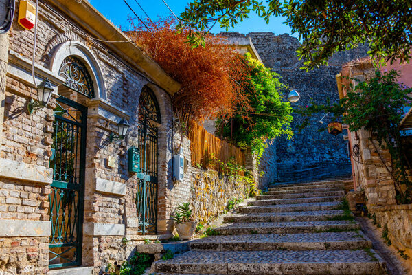 Historical buildings in the center of Kerkyra, Corfu, Greece.