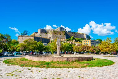 Yunan adası Korfu 'daki Neo Frourio kalesi.