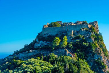 Yunan adası Korfu 'daki Angelokastro kalesi.