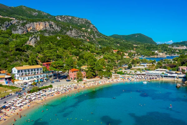 Uitzicht Vanuit Lucht Het Strand Van Agios Spiridon Bij Corfu — Stockfoto