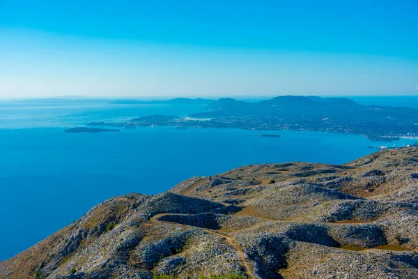 Kerkyra Sett Utifrån Mount Pantokrator Korfu Greece — Stockfoto