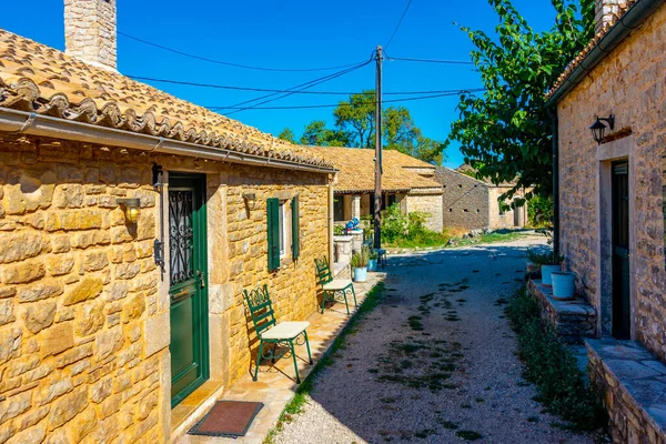 stock image Old houses in Greek village Old perithia at island Corfu.