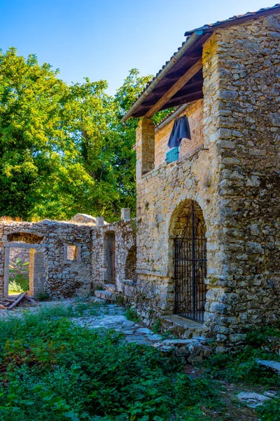 Stare Domy Greckiej Miejscowości Old Perithia Wyspie Korfu — Zdjęcie stockowe
