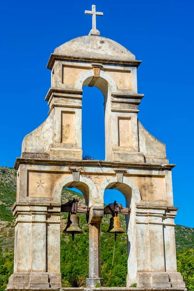Iglesia Pueblo Griego Antigua Peritia Isla Corfú —  Fotos de Stock