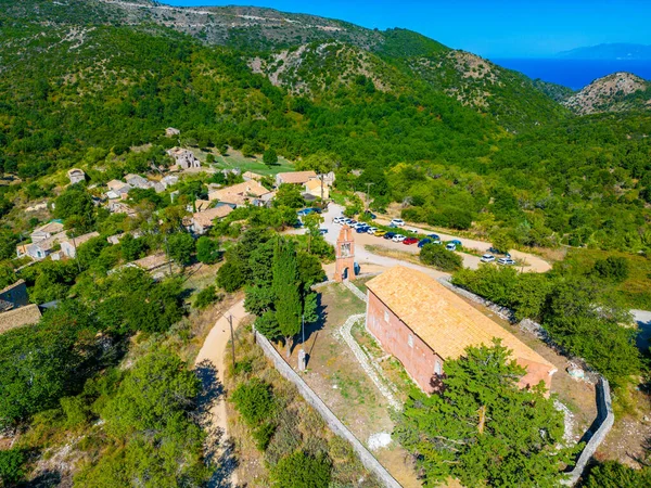 stock image Panorama view of Greek village Old perithia at island Corfu.