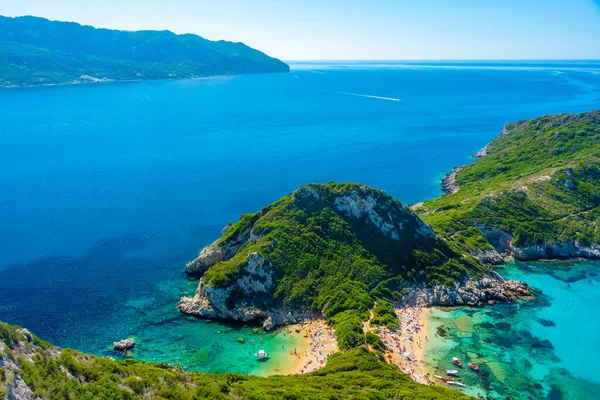 Stranden Panorama Över Porto Timoni Den Grekiska Korfu — Stockfoto