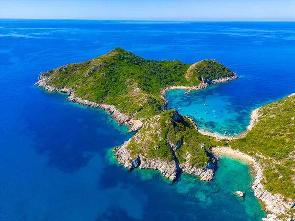 Panorama Plaży Porto Timoni Greckiej Wyspie Korfu — Zdjęcie stockowe