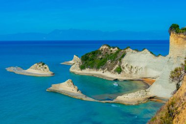 Cape Drastis 'li Panorama Korfu adası, Yunanistan.