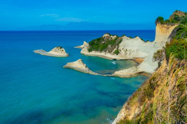 Cape Drastis 'li Panorama Korfu adası, Yunanistan.