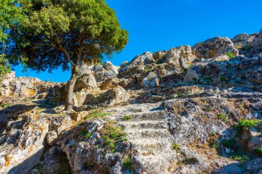 Yunan adası Korfu 'daki Angelokastro kalesi.