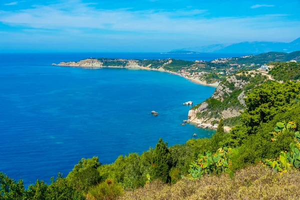 stock image Panorama view of cape Kefali at Corfu, Greece.