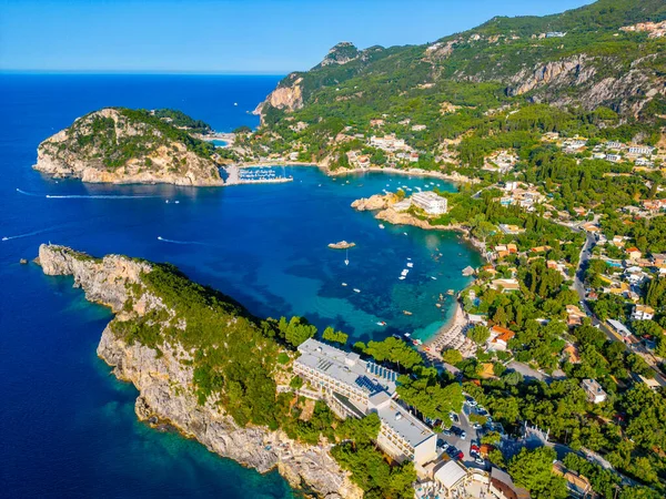 Luftaufnahme Der Küste Von Paleokastritsa Auf Der Griechischen Insel Korfu — Stockfoto