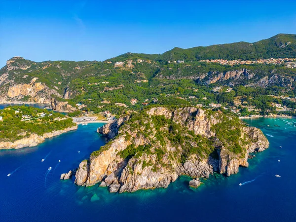 Aerial View Coastline Paleokastritsa Greek Island Corfu — Stock Photo, Image