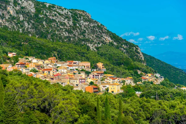 stock image Lakones village at Corfu island.