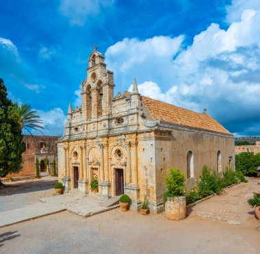 Yunan adası Girit 'teki Moni Arkadiou manastırı.