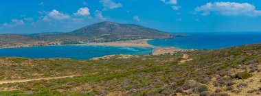 Yunan adası Rodos 'taki Prasonisi Sahili Panoraması.