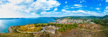 Yunanistan 'daki Pylos Kalesi Panoraması.