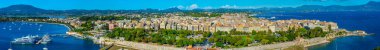 Yunan kenti Kerkyra 'nın Panorama manzarası.