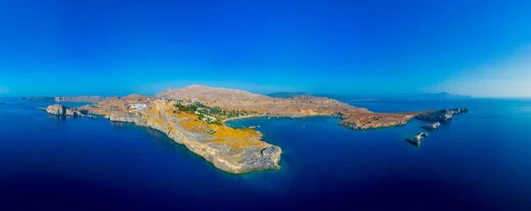 Vista Panorámica Ciudad Griega Lindos Isla Rodas —  Fotos de Stock