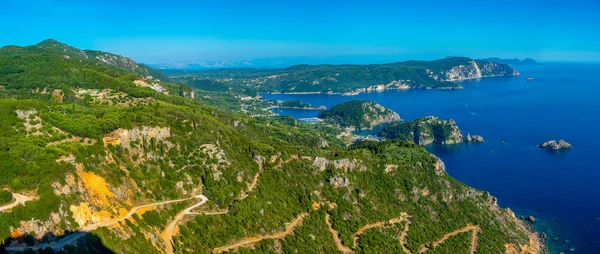 Panorama Vista Costa Paleokastritsa Ilha Grega Corfu — Fotografia de Stock