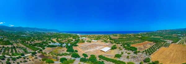 Αεροφωτογραφία Του Αρχαιολογικού Χώρου Malia Palace Στην Κρήτη — Φωτογραφία Αρχείου