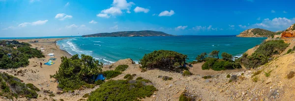 Panorama Praia Prasonisi Ilha Grega Rhodes — Fotografia de Stock