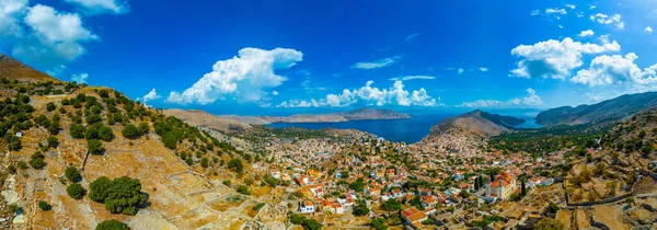 Vue Panoramique Île Grecque Symi — Photo