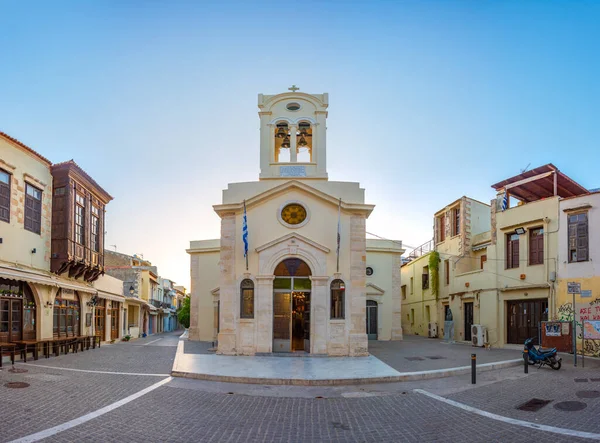 Vista Nascer Sol Igreja Nossa Senhora Dos Anjos Rethymno Creta — Fotografia de Stock