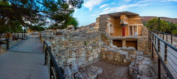 stock image Procession fresco at ruins of Knossos palace in Crete, Greece.