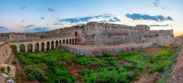 stock image Sunset view of Methoni castle in Greece.