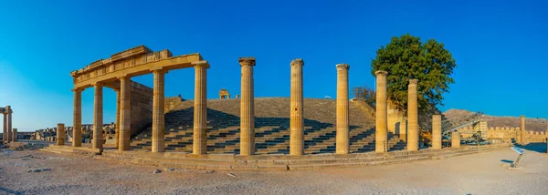 Blick Auf Die Akropolis Von Lindos Auf Der Griechischen Insel — Stockfoto