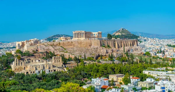 希腊首都雅典雅典卫城全景 — 图库照片