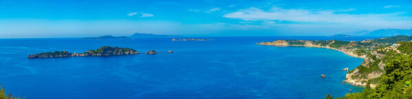 Panorama view of cape Kefali at Corfu, Greece.