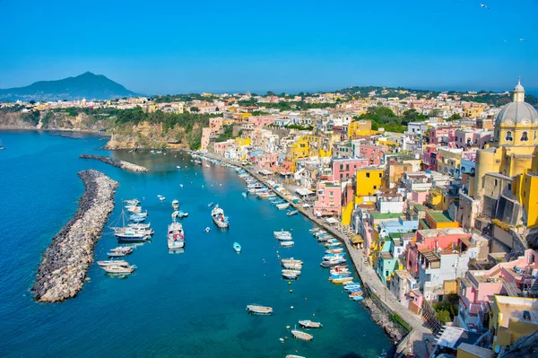 Вид Воздуха Марина Корричелла Итальянском Острове Прочида — стоковое фото